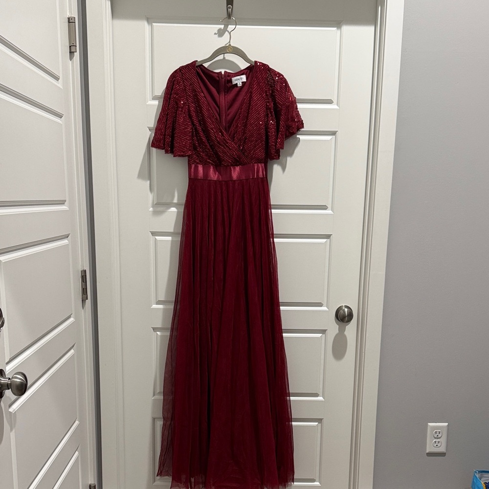 Elegant Burgundy Evening Gown